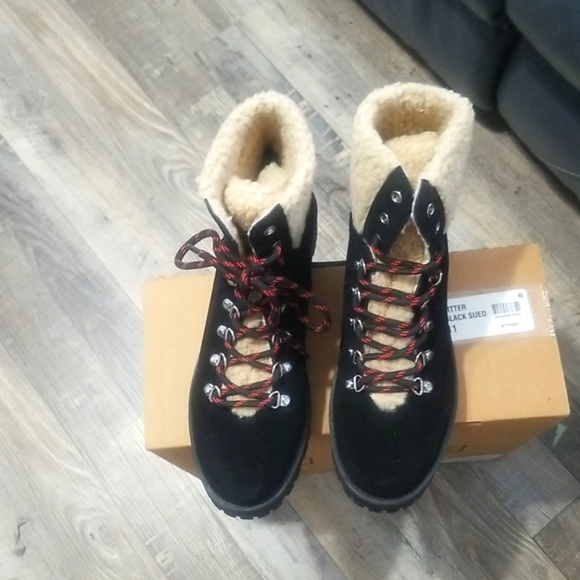 Black and red Steve Madden Bitter Suede Hiking Boots sz 11 NWT - Picture 3 of 7